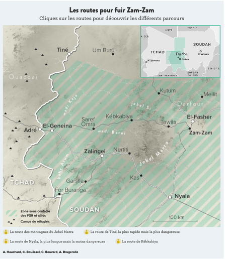 Carte: Les routes pour fuir Zam-Zam