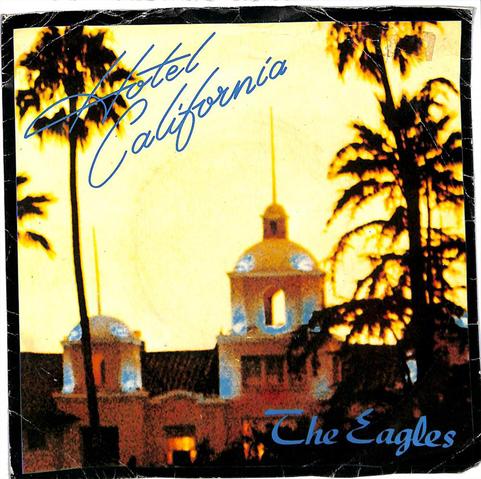 Album cover featuring old colony church towers at sunset - American rock band The Eagles released ‘Hotel California’ in December 1976. It was their fifth studio album and is considered to be one of the best-selling albums of all time.