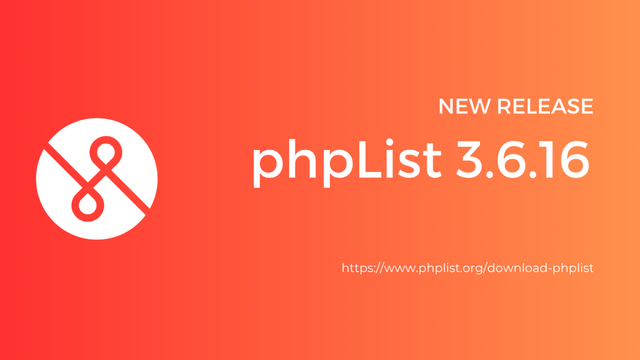 Grafik mit dem Text "New Release phpList 3.6.16"