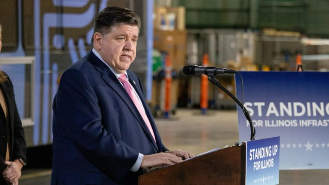 Gov. J.B. Pritzker speaks in Rockford on Friday, March 21, 2025. (Andrew Adams / Capitol News Illinois)