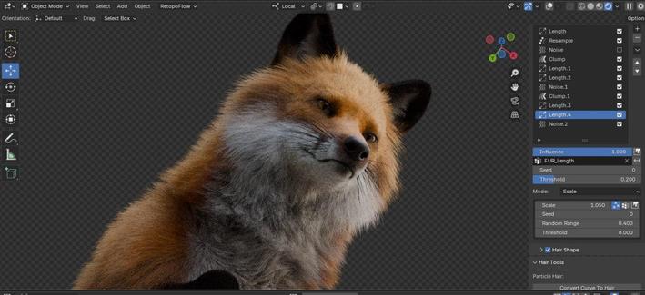 A low angle 3D model WIP of a fox.