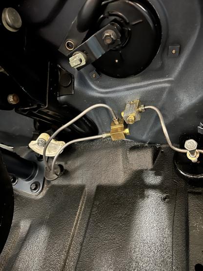 Under the dash, showing 2 brakeline T blocks.