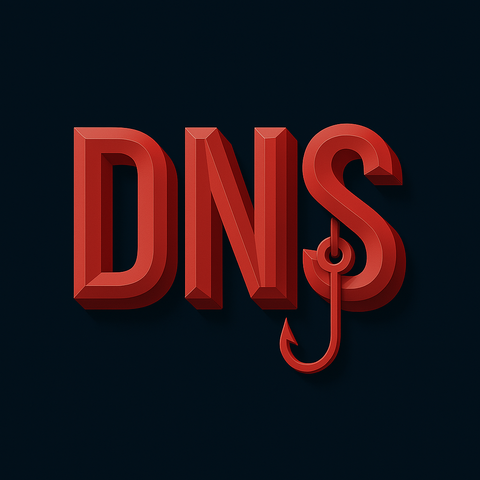 The letter DNS with a fish hook on the letter S.