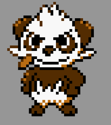 pixel art of shiny pancham in the pokemon gold/silver style