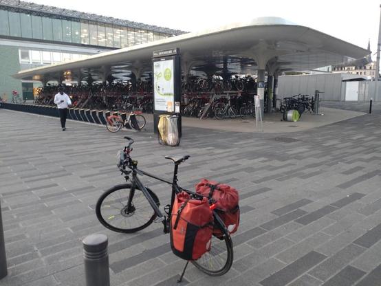 bicycle in front of the bicycle parking in Nantes Central Station