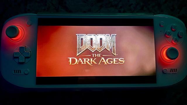 Beginning of the credits of Doom: The Dark Ages (PC) on the Odin 2 Portal via Apollo.