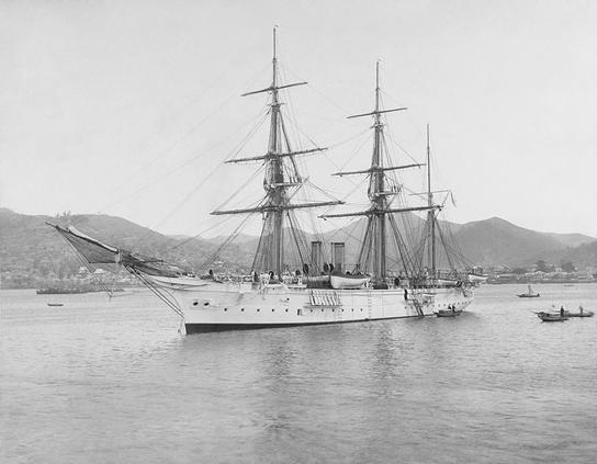 German corvette Arcona in Nagasaki, Japan, 1897.