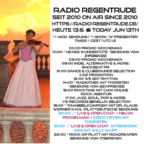 🇩🇪 Plakat mit den heutigen Radiosendungen. Bild (ohne Text): Pixabay, kein Bildquellennachweis erforderlich.

🇬🇧 Poster with details of today's radio shows. Image (without text): Pixabay, no image creds needed.
