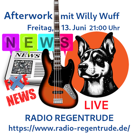 🇩🇪 Plakat zur heutigen Radiosendung "Afterwork". Bild (ohne Text): Pixabay, kein Bildquellennachweis erforderlich.

🇬🇧 Poster with details of today's radio show "Afterwork", Image (without text): Pixabay, no image creds needed.
