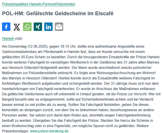 Homepagemeldung Polizei