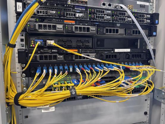 Equipment in Nikhef running EventInfra AS64404… the SmartOptics box on U35 is the 400G link