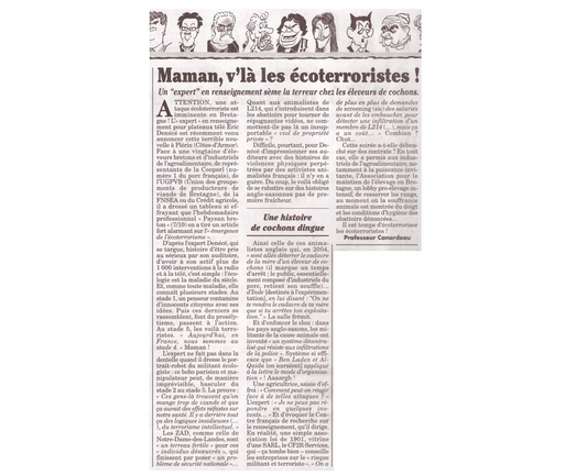 Article du Canard sur les délires obsessionnels et anti ecolo de Déné cé
