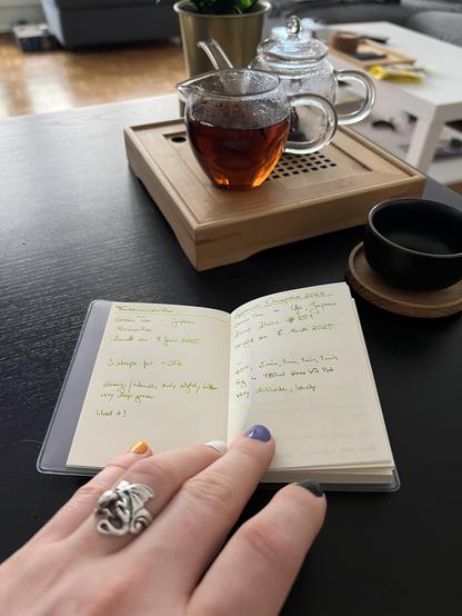 close up of two other journal pages for two Japanese green teas