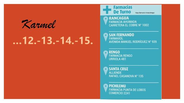 Karmel 
.... 12 13 14 15 Farmacias de Turno