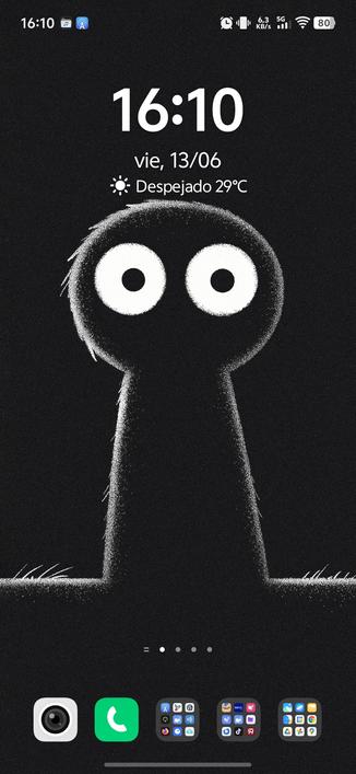 Captura de pantalla de escritorio de smartphone con un muñeco con forma de cerradura sobre fondo oscuro en el que solo se le ven los ojos.