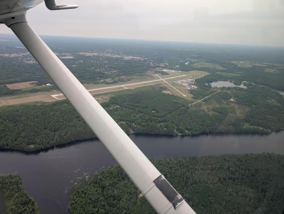 Iron Mountain airport (KIMT) as seen from the air.