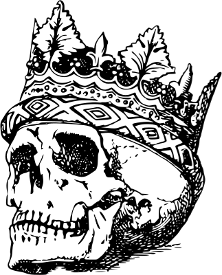 skull wearing a crown