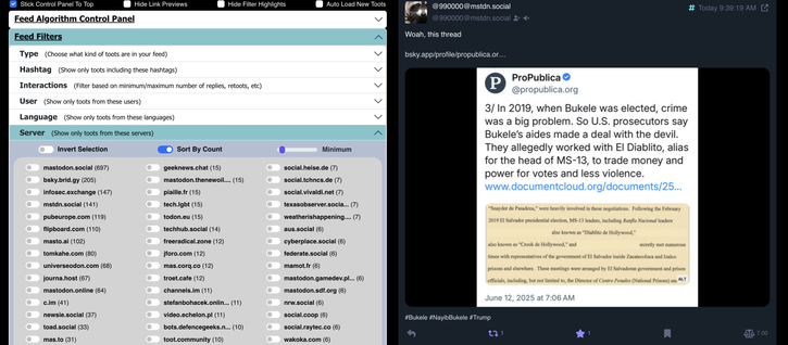 screenshot of fedialgo demo