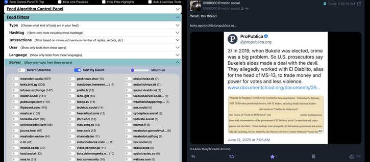 screenshot of fedialgo demo