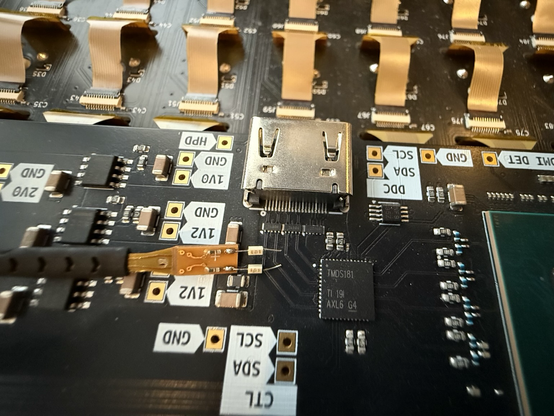 Solder in D420-A probe is large compared to ESD diode arrays on HDMI connector