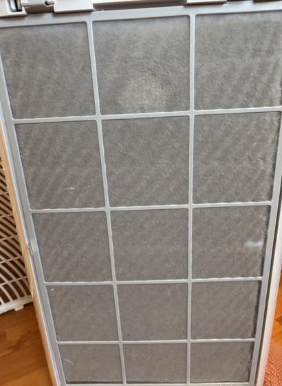 Ein Trotec Vorfilter vom Airgoclean 250E mit Partikelanhaftungen.
