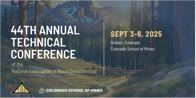 Painting of the Rocky Mountains, trees, and a valley with a fence. Text: 44th Annual Technical Conference of the NABG in Golden, Colorado, from September 3–6, 2025.