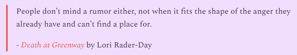 Image of quote from DEATH AT GREENWAY