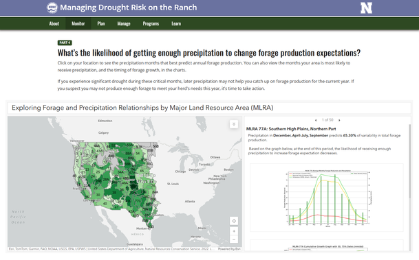Screenshot of the Managing Drought Risk on the Ranch website