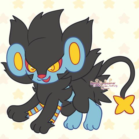 the pokemon luxray as a cute little chibi