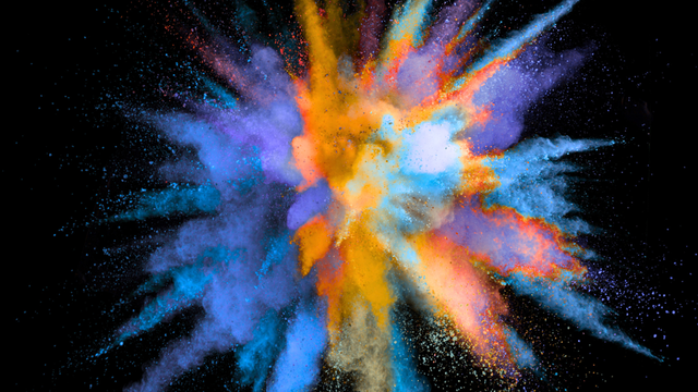 A burst of colorful smoke