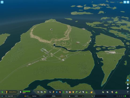 Screenshot of a city under construction in a computer game.