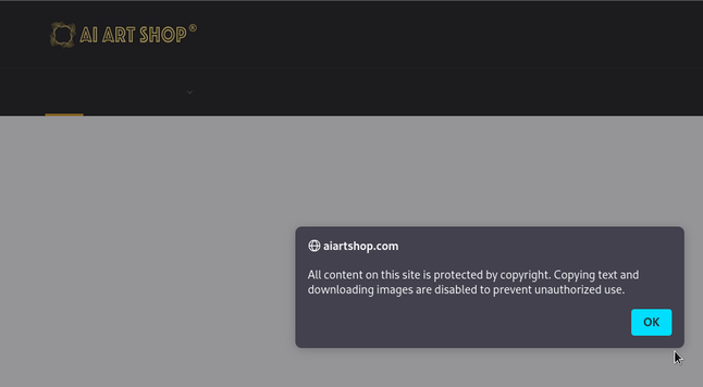 AI art shop... protecting their slop by disabling the right click button.