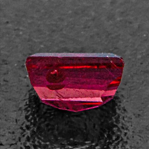 Burma ruby with molten crystal inclusion