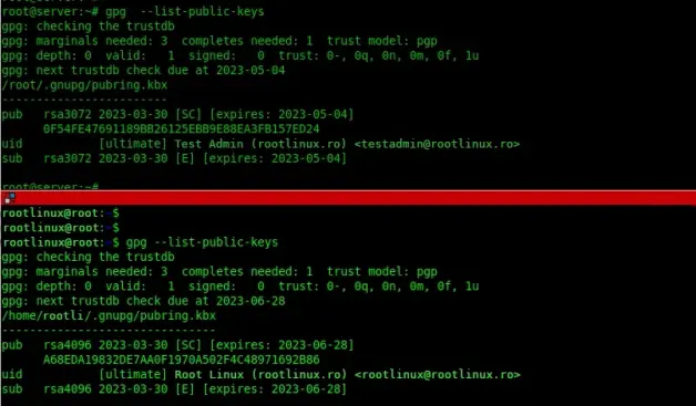 List GPG Key Pairs