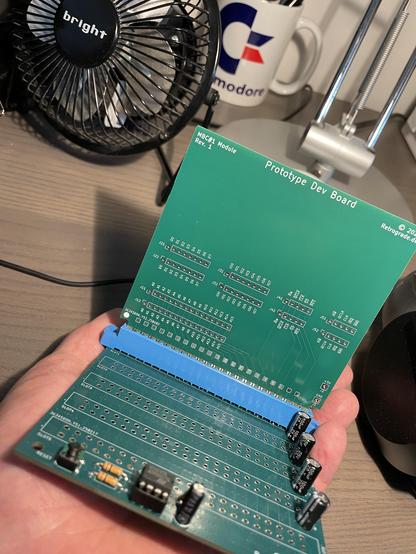 The PCB edge connector now successfully inserted into the socket.
