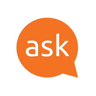 AskUbuntu logo - word Ask in white on orange question cloud