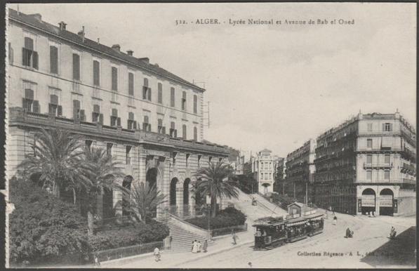 Printed monochrome postcard showing a view of the National High School on the Avenue de Bab el Oued in Algiers, Algeria.

Published by A.L., Collection Régence, No 522, c.1910.

Postally unused.

Very good condition, with very slight corner bumps.