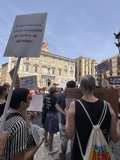 Protesters against Trump in Barcelona. No dictators!