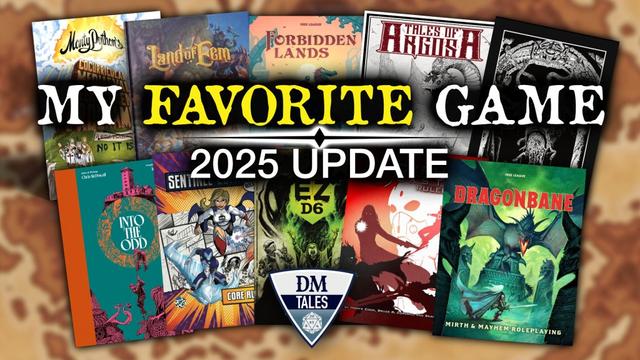 10 ttrpg books, in two rows. “My Favorite Games: 2025 Update” is laid over the image.