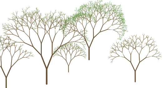 Arbre fractal, à l'aide d'un bout de code SQL récursif, sous QGis.