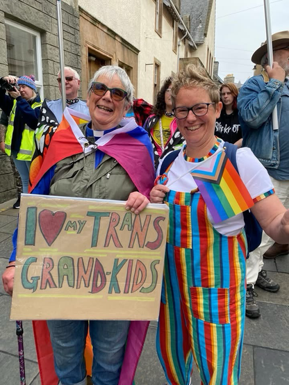 Picture of local Rev celebrating Pride in Trans Grand Kids