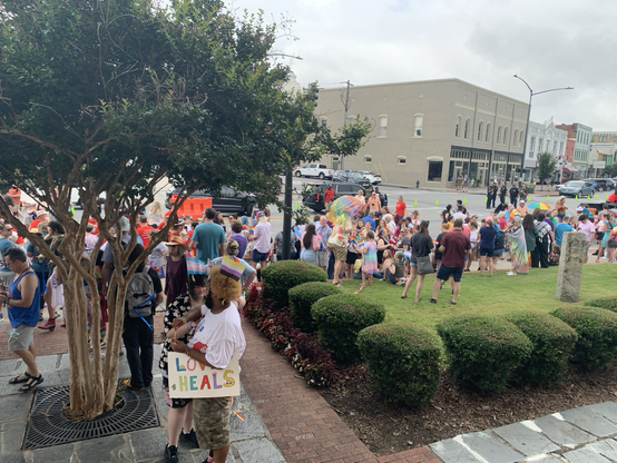 Crowd outside Rome Auditorium for Pride