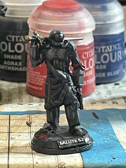 A mech pilot with a sword.