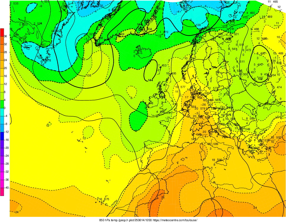 Analyse en altitude de la sitation météo en Europe ce jour.