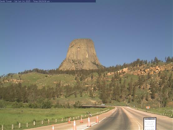 This webcam updates every 30 seconds to show a still image of live conditions at the park. This view is the first of the Tower for visitors entering the park just before crossing the Belle Fourche River.
