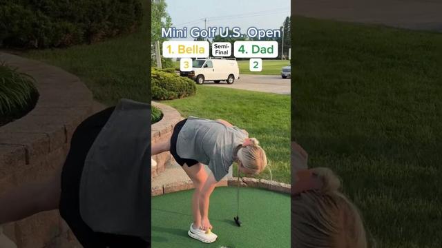 2025 Mini Golf U.S. Open Semi-Final, 1. Bella vs 4. Dad (Holes 1-2) #golf #minigolf #usopen #viral