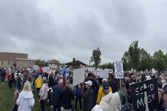 A small portion of the crowd protesting against fascism in Asbury Park New Jersey