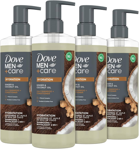Dove Men + Care 2-in-1 Shampoo & Conditioner, Ginger & Coconut Oil, Hydration