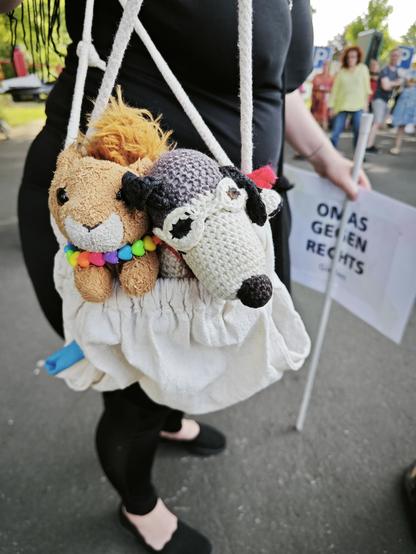 Snoopy ist zu Puschel in die Tasche gehüpft.