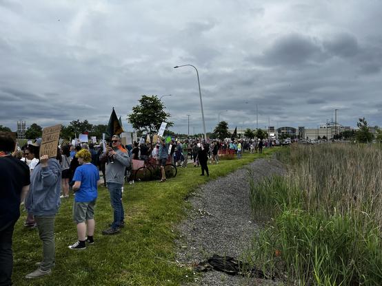 Large crowd of protesters at No Kings Syracuse NY.